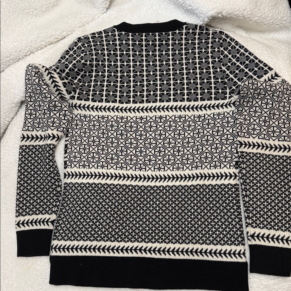 Jason Wu Merino Wool Black and Cream Geometric Sweater - Picture 5 of 6